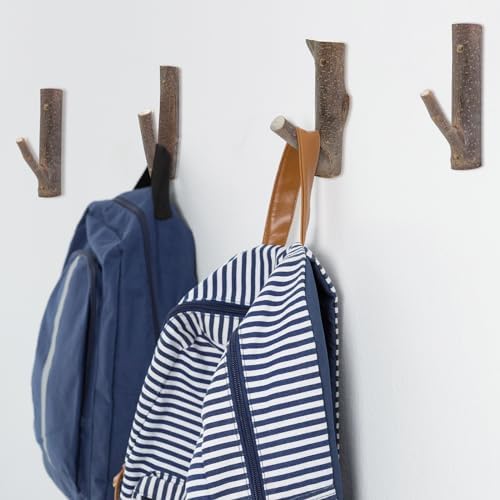 8Pcs Real Wood Tree Branch Wall Hook with Bark Trunk 2cm-3cm