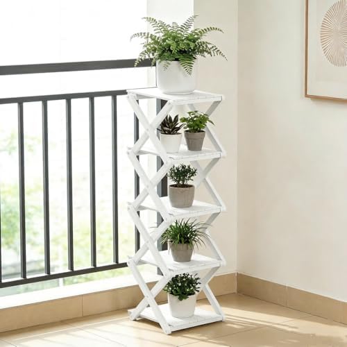 Bamboo Shoe Rack - No Assembly Required, Tall Narrow Foldable Shoe Organizer,...