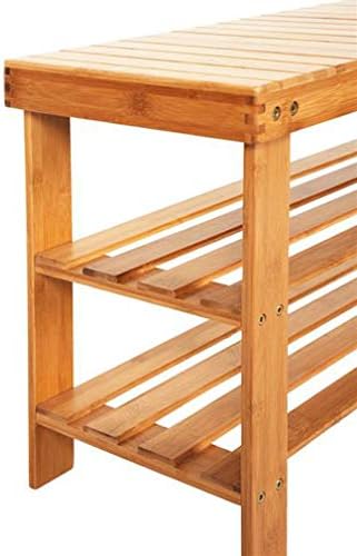 3 Tier Shoe Rack with Bench, Premium Bamboo Shoe Storage Shelf or Shoe Rack B...