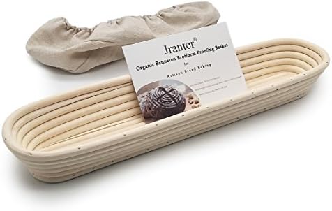 15 inches Baguette Banneton Bread Proofing Basket and Linen Liner Set 2 Pack,...