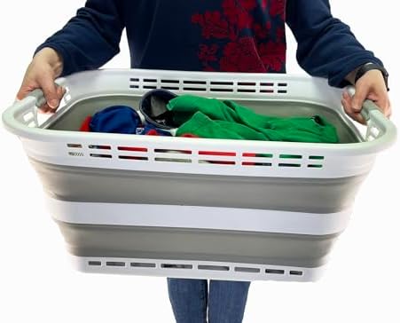 SAMMART 42L (11 Galloons) Collapsible Plastic Laundry Basket - Foldable Pop U...