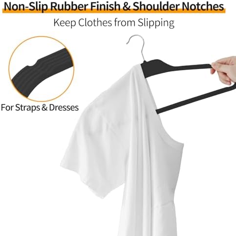 Non-Slip Rubber Coated Hangers, 50 Pack Plastic Clothes Hangers with 360° Swi...