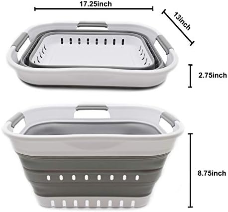 SAMMART 19L (5 gallon) Super Mini Collapsible 3 Handled Plastic Basket - Fold...