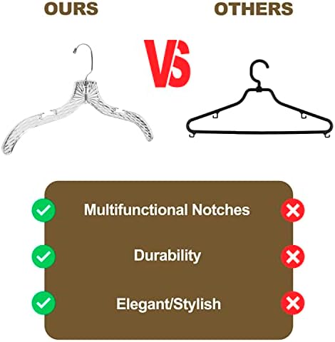 Quality Clear Plastic Hangers 24 Pack - Crystal Cut for Shirts, Suits, Coats,...