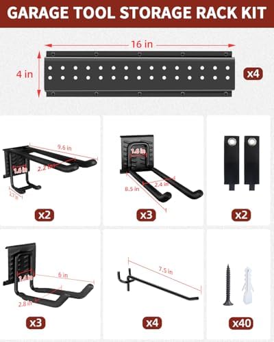 Garage Tool Organizer Wall Mount, 64in Tool Rack, 560LBS Capacity