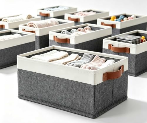 GhvyenntteS Small Fabric Storage Bins with Handles 6 Pack, 11.8" x 7.87&...