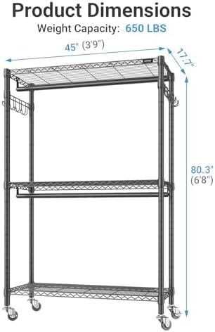 VIPEK R2 Plus Clothes Rack Heavy Duty Rolling Closet for Hanging Clothes
