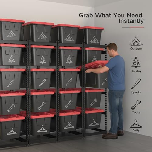 FERO 27 Gallon Storage Bin Rack Organizer, Heavy-Duty Tote Storage Rack, 5-Ti...