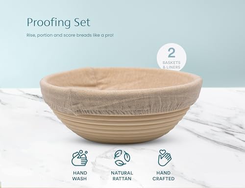 Kook Banneton Bread Proofing Set, Artisan Sourdough Bread Making Kit, 9 Inch ...
