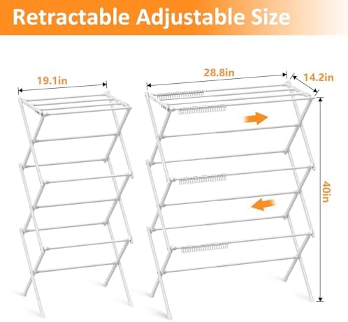 3 Tier Clothes Drying Rack, Foldable Drying Rack Clothing,Indoor & Outdoo...