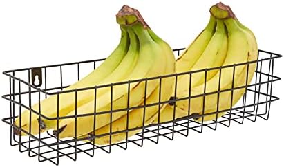 Farmlyn Creek Wall Storage Basket Organizer - Black Metal 3-Piece Set (Small,...
