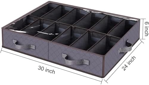 Set of 2, Under Bed Shoe Storage Organizer, Gray