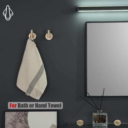 JQK Bathroom Towel Hook Champagne Bronze, Coat Robe Clothes Hook for Bathroom...