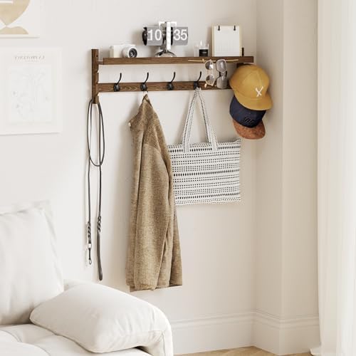 AMBIRD Wall Hooks with Shelf 28.9inch Entryway Wall Hanging Shelf, Wood Coat ...