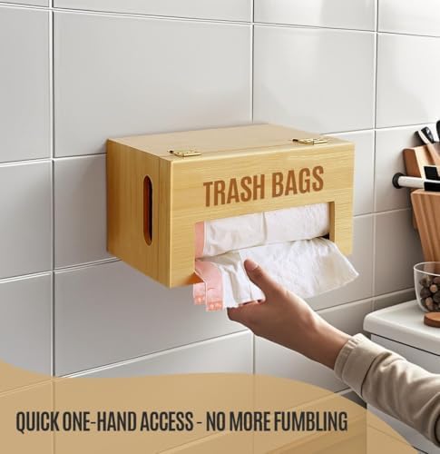 Libreshine Bamboo Trash Bag Holder, Freestanding or Wall-Mounted Organizer