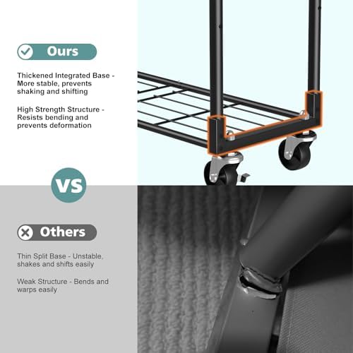 Luxspire Clothes Rack 3-Tier Portable Freestanding Closet with Shelves