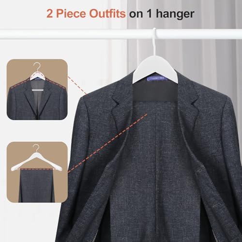 TOPIA HANGER White Wooden Coat Hanger 6 Pack, Wood Suit Hangers,Glossy Finish...