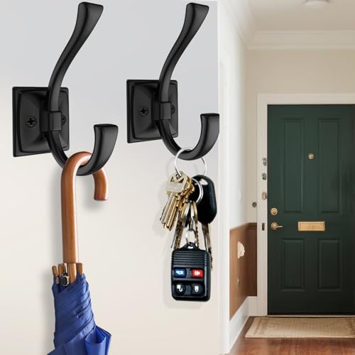 TOFIIGREM 8 Pack Antique Black Coat Hooks for Wall Hanging Hat, Key, Bag, Rob...