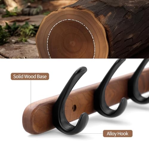 Walnut wall-Mounted Coat Rack 15.76" Spacing