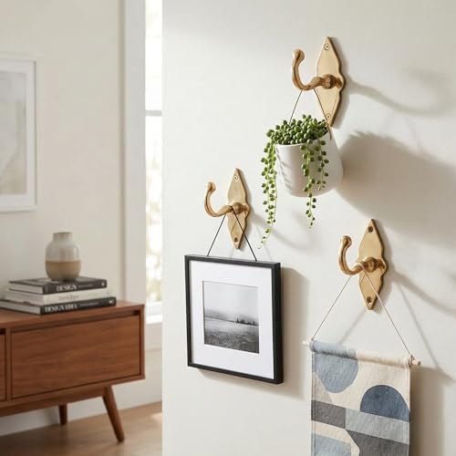 Unlacquered Solid Brass Wall Hooks – Heavy Duty Handmade Coat Hooks for Wall ...