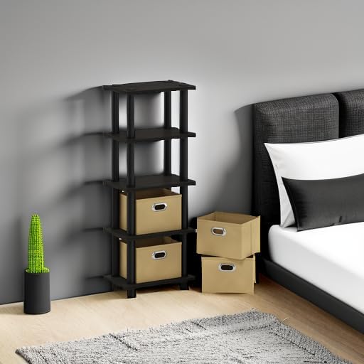 Furinno Turn-N-Tube Toolless 4-Tier Storage Shelves, Espresso