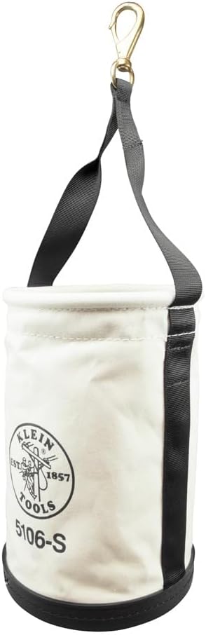 Klein Tools 5106S Straight Wall Bucket with Swivel Snap Hook, No. 6 Canvas