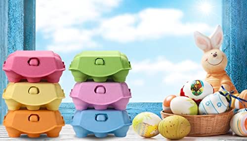 Colored Egg Cartons 60 Pack, Half Dozen Egg Cartons Colorful with Labels