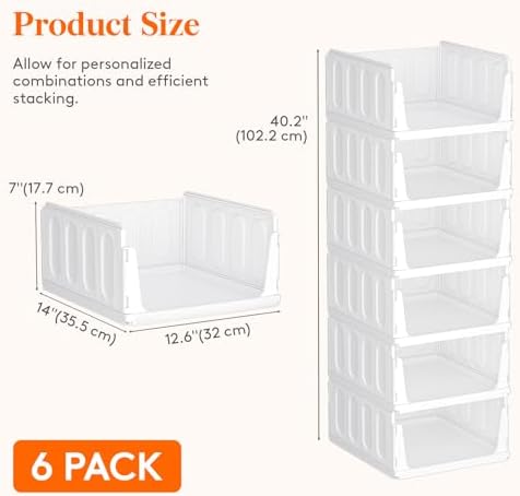 Lifewit 6 Pack Stacking Closet Organizers Shelf for Clothes 14" Depth