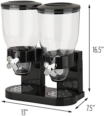 ZevrO Dry Food & Cereal Dispenser, 4.4 Cups, Black, Original Dual