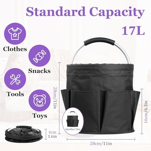 2Pcs Collapsible Cleaning Caddy with Handle, 17L Foldable Cleaning Supply Cad...