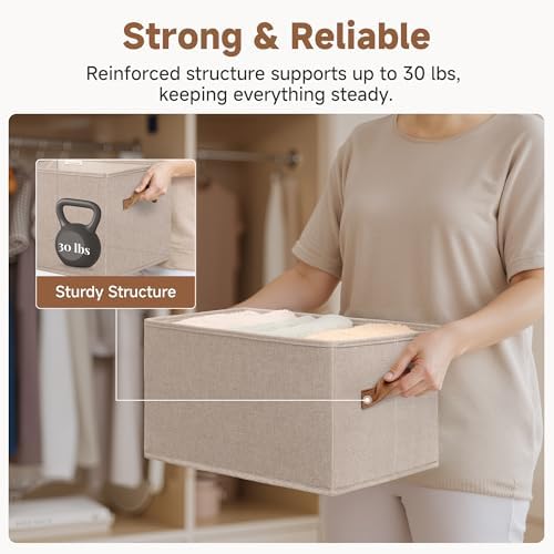 StorageWorks Closet Storage Bins, Brown & Beige, Large, 3-Pack