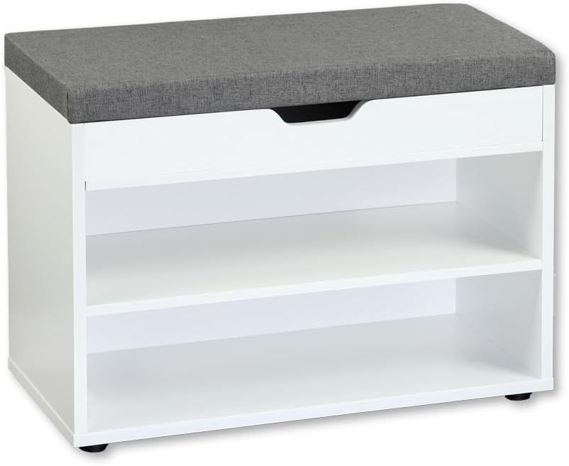 Kesper 15914 13 Shoe Cabinet with Seat Cushion, Made from FSC Certified Chipb...