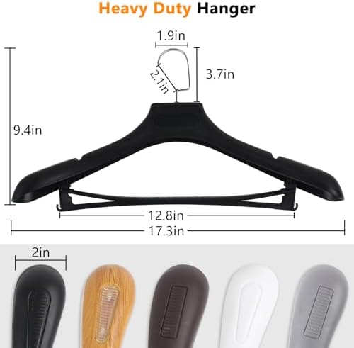 Plastic Extra Wide Suit Hangers, Pack of 15, Width: 17.7",Notched Should...