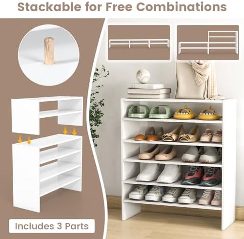 GIANTEX 3-in-1 Vertical Shoe Rack, 6-Tier Free Standing Shoe Storage Organize...
