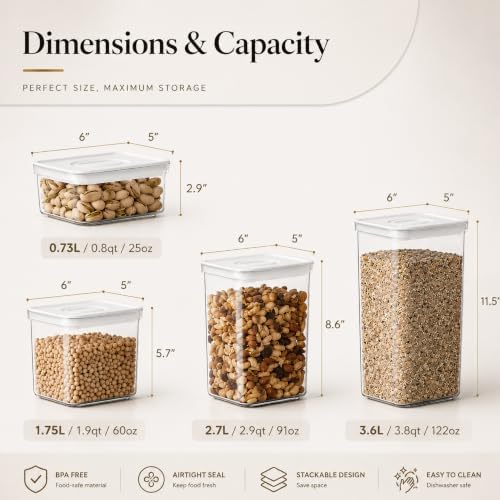 Neoflam Smart Seal Airtight Food Storage Containers Set of 3, 1.75L Pantry Co...