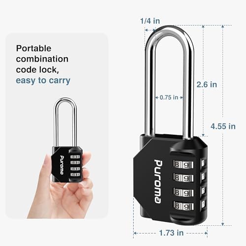 Puroma 10 Pack Combination Lock 4 Digit 2.6 Inch Padlock Gate Shed Black