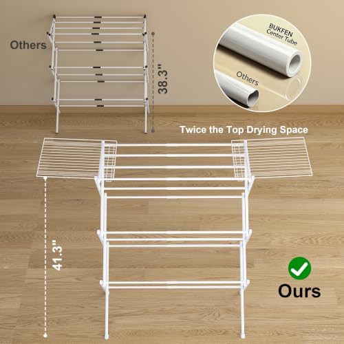 BUKFEN Expandable Clothes Drying Rack with Hook Bar, 3-Tier, Camping