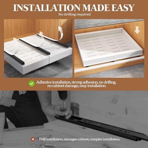 Seinloes 4 Pack Expandable Pull Out Cabinet Organizer 21"Deep With Raisi...