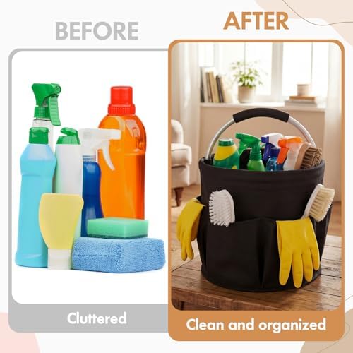 LemonRoad 4 Pack Cleaning Caddy with Handle 17L Foldable Cleaning Supplies Or...