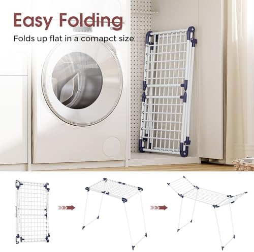 APEXCHASER Clothes Drying Rack, Large Capacity Drying Rack, 69" L, White