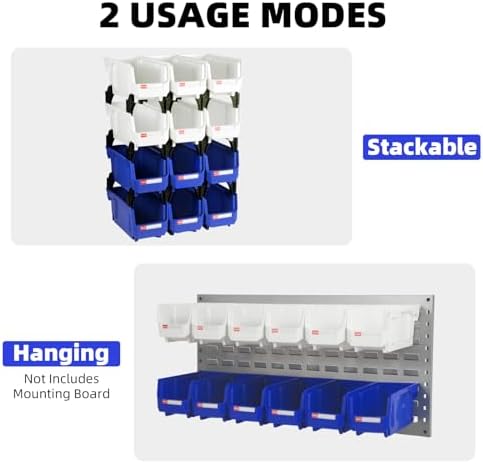 12 Packs Stackable Storage Bins, 11" x 5" x 5" Plastic Bins,