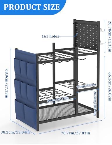 Garden Tool Organizer with Pegboard, Yard Tool Holder Standing for Garage Org...