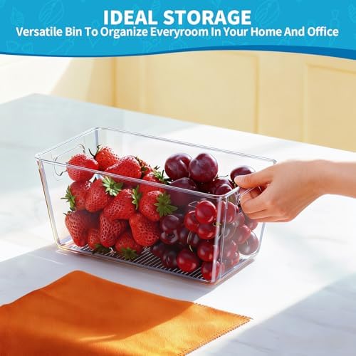 Clear Fridge Organizer Bins with Handles, 6 Pack 9.5×5×4.5 Inch