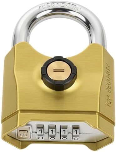 Heavy Duty Combination Padlock with Key, Large Weatherproof Zinc Alloy Padloc...