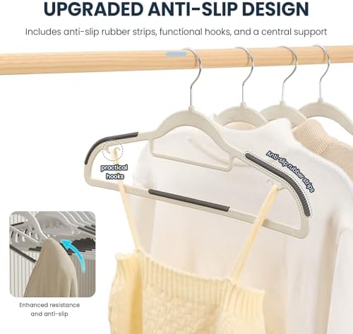 Jiang&Rong 60 Pack Plastic Clothes Hangers, Space-Saving, Non-Slip