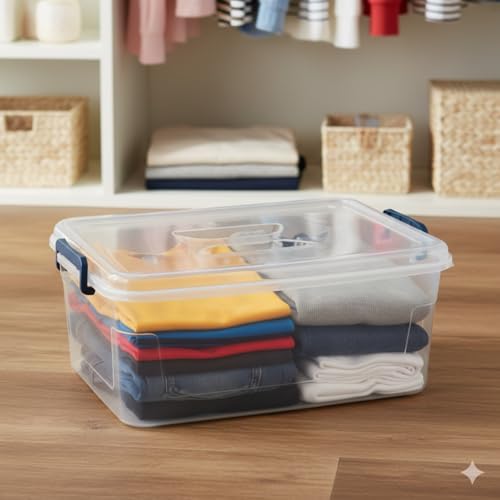 Tribello Clear Storage Bins with Lids, 12-Pack Stackable Plastic Storage Cont...