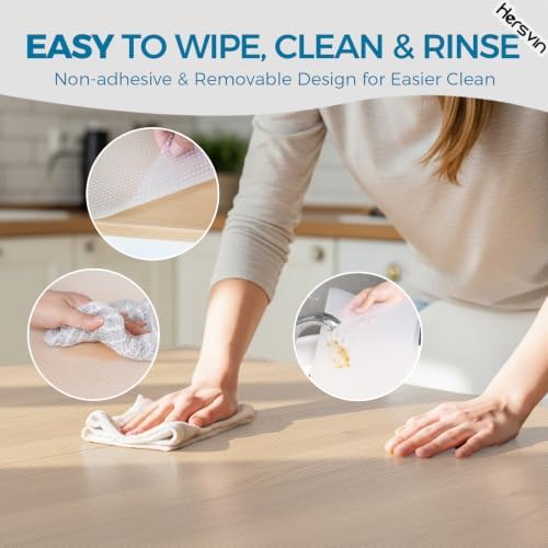 Hersvin Shelf Liners, 20in x 20ft Kitchen Drawer Mats, Non-Adhesive EVA Cupbo...