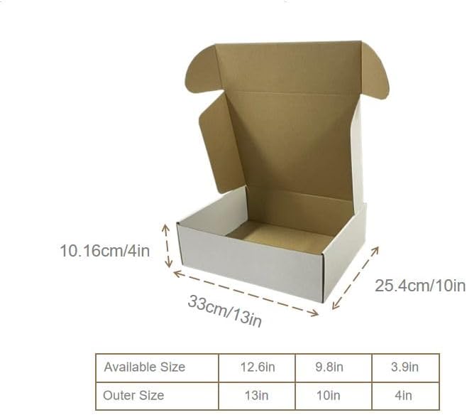 Rongyangtong13x10x4 Shipping Boxes Set of 18, White Small Corrugated Cardboar...