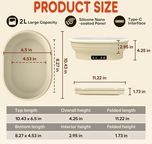 Upgraded Electric Heated Silicone Dough Proofing Box with Reliable Timer &amp...