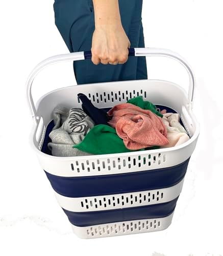 SAMMART 38L (10 Gallon) Collapsible Plastic Laundry Basket - Portable Pop-Up ...